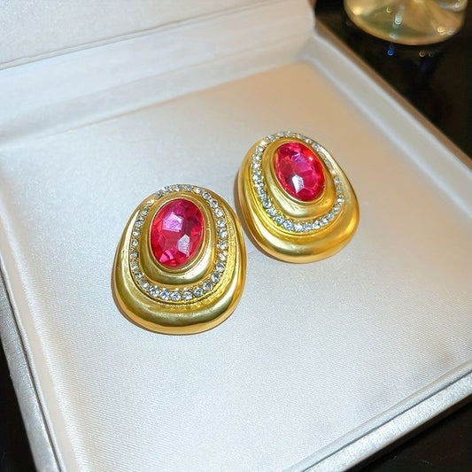 Vintage Pink Crystal Earrings
