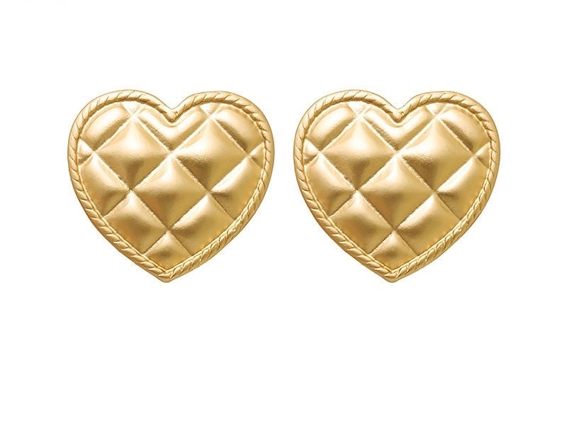 Quilted Heart Studs