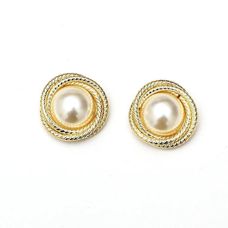 Diana Button Pearl Studs - Main Image