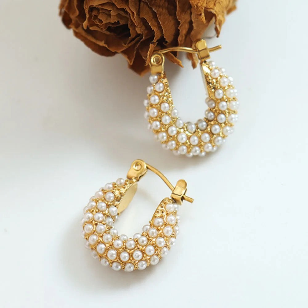 Mini Cluster Pearl Hoops