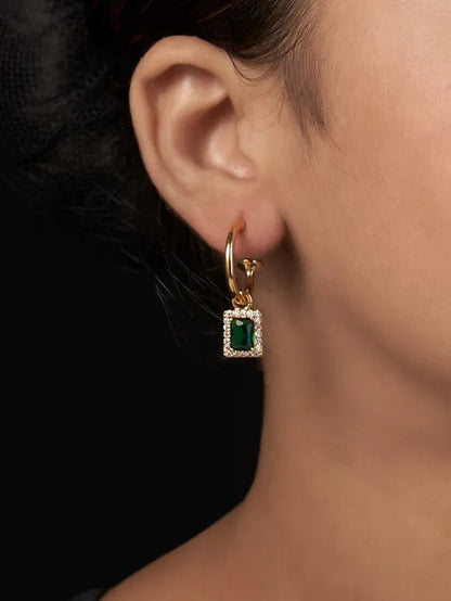 Green Baguette Earrings