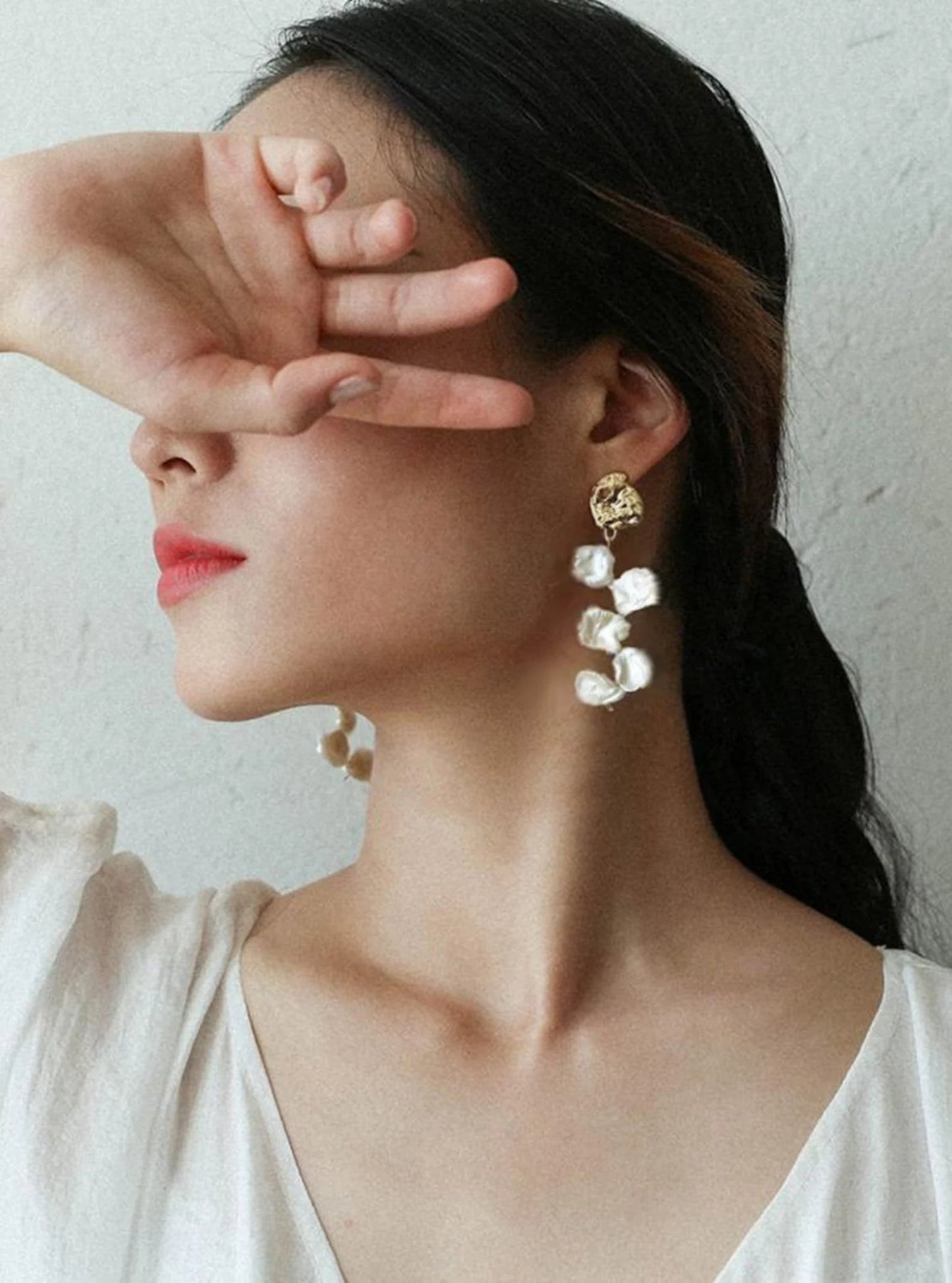 Keshi petal pearl earrings