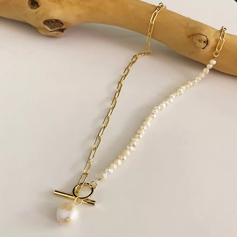 Stella Pearl Paperclip Toggle Necklace