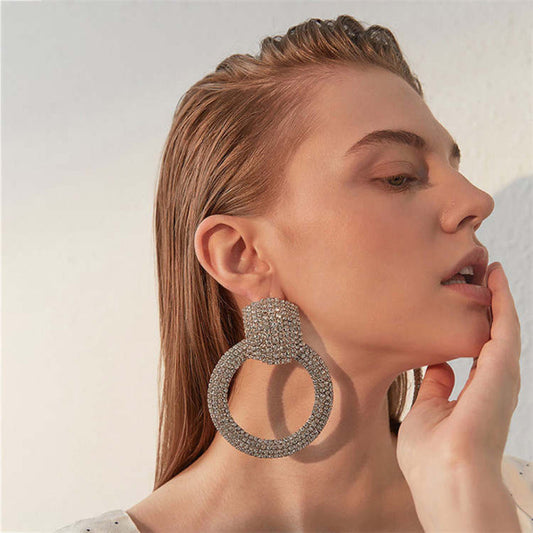 Rhinestone Disc Earrings