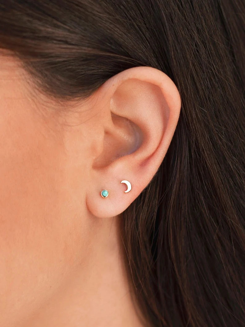 Crescent Moon Studs