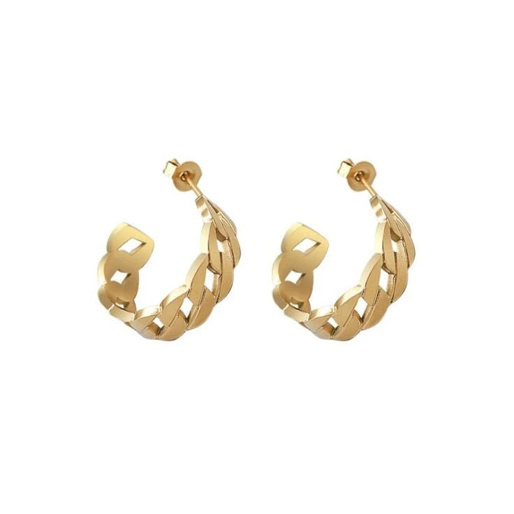 Gold Chain Hoop Earrings – bebrightorganics