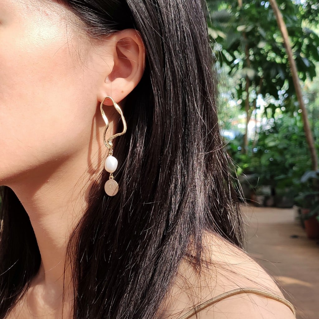 Pearl Asymmetric Drop Earrings