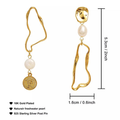 Pearl Asymmetric Drop Earrings