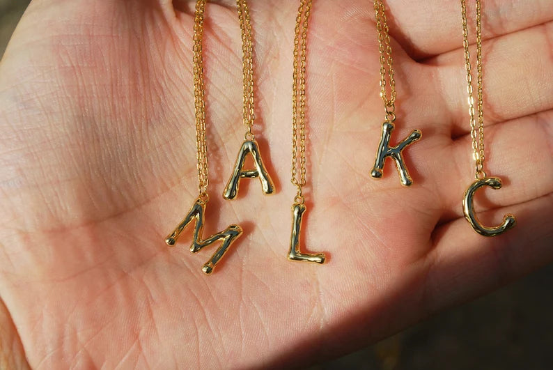 Bamboo letter necklace deals